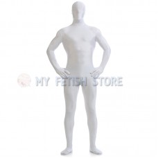 Full Body White Lycra Spandex Bodysuit Solid Color Zentai  suit Halloween Fancy Dress Costume 